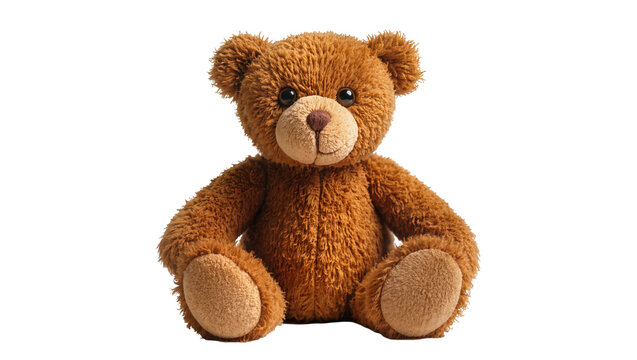 Fluffy brown teddy bear toy sitting