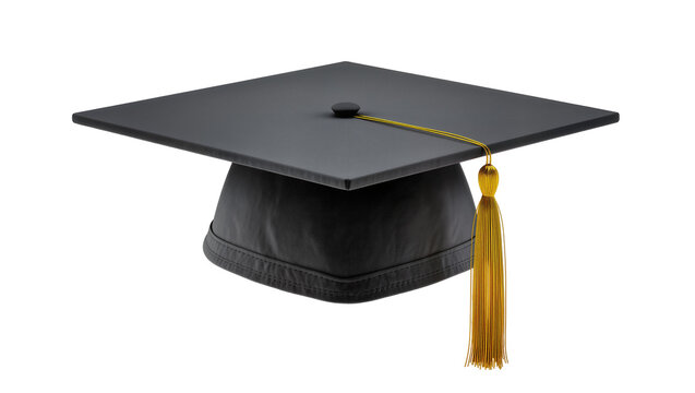 Black graduation cap with gold tassel