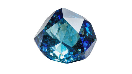 Fototapeta premium Deep blue and teal faceted gemstone with internal inclusions