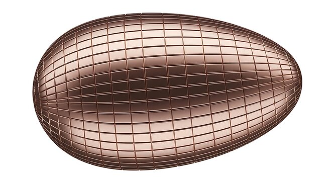 Chocolate easter egg with grid pattern isolated on white background
