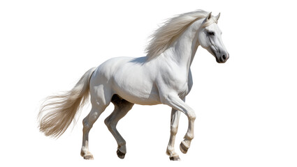 Majestic white horse with flowing mane and tail in motion © Vetle