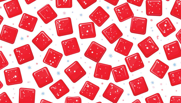 Red cubes with white dots scattered.