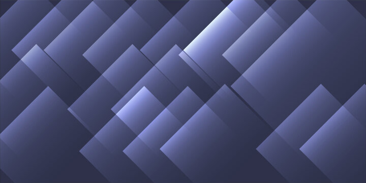 Abstract dark blue geometric background with overlapping transparent squares and diagonal light effects.