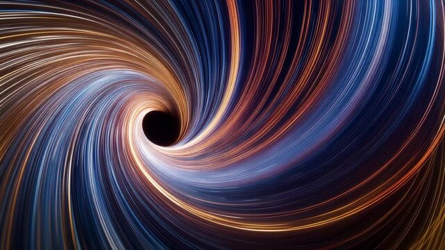 Dynamic Abstract Swirling Vortex of Vibrant Glowing Light Lines. Hyperspeed Data Flow, Future Technology & Energy Background. Ideal for corporate, science, digital projects.