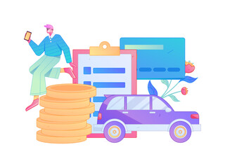 Buy insurance for car flat character vector concept operation illustration  © Lyn Lee