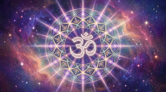Abstract Hindu spiritual background with Om and Trishul symbols for Maha Shivratri