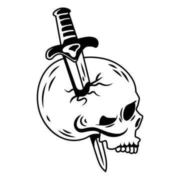 Edgy skull and dagger graphic design