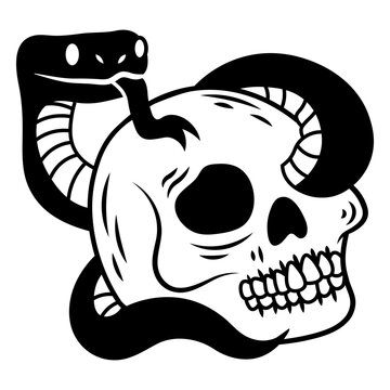 Intricate skull and snake graphic design