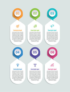 Business infographic vector design template with 6 options, steps or processes. Can be used for workflow layout, diagram, annual report, web design	