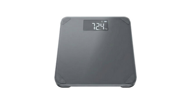 Modern digital bathroom scale with Bluetooth connectivity and clear display