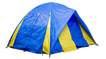 Blue and yellow dome tent for camping © Lubos