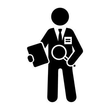 Investigator icon depicts a person in a suit holding a magnifying glass and a clipboard document.