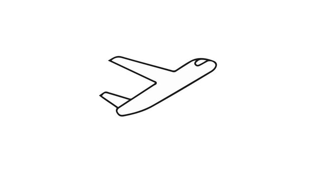 Simple illustration of a jet airplane in motion isolated on transparent background, conceptual graphic for travel and aviation