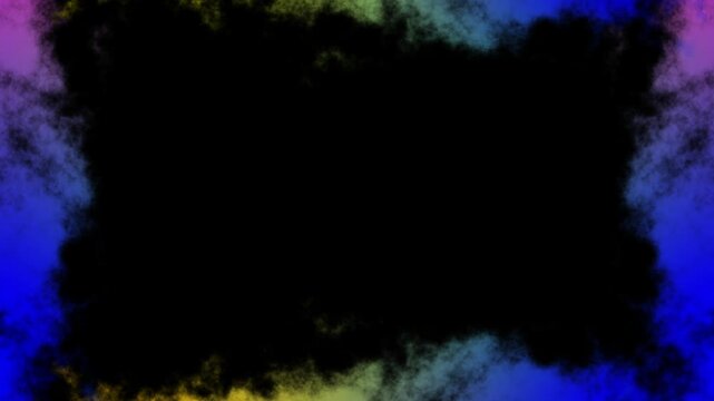Abstract Colorful Smoke Swirling Border with Dark Center Copy Space