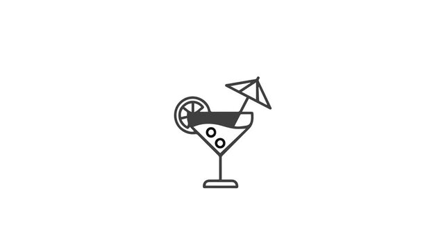 Stylized Cocktail Glass with Lemon Slice and Umbrella, Animated Transitions for Refreshing Beverage Concepts