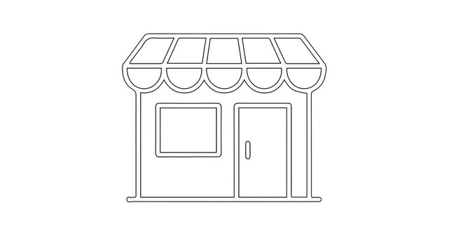 Simple Outline of a Storefront with Awning and Window