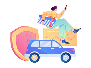 Buy insurance for car flat character vector concept operation illustration  © Lyn Lee