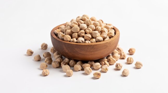 Chickpeas in a Wooden Bowl