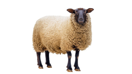 Fototapeta premium Sheep with thick woolly coat and dark face standing