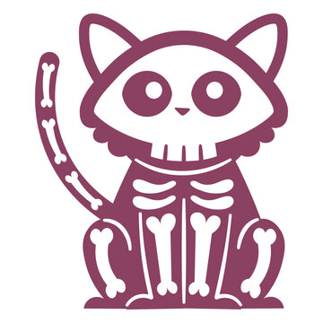 Cute purple skeleton cat