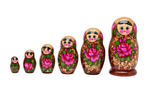 Russian nesting dolls with floral pattern