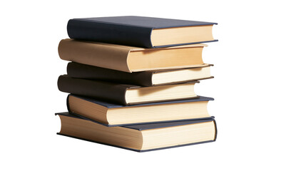 Stack of six hardcover books with blue and tan covers