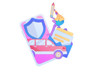 Buy insurance for car flat character vector concept operation illustration  © Lyn Lee