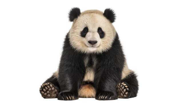 Giant panda bear sitting with black and white fur