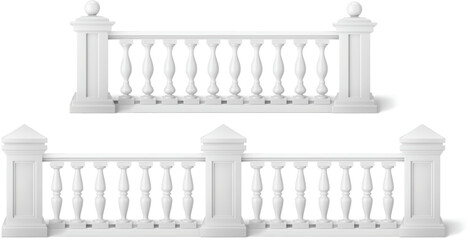 Naklejka premium White vintage column fence decorative picket handrail vector