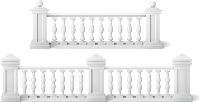 White vintage column fence decorative picket handrail vector