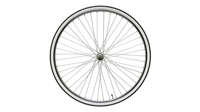Bicycle wheel with thin spokes and white tire
