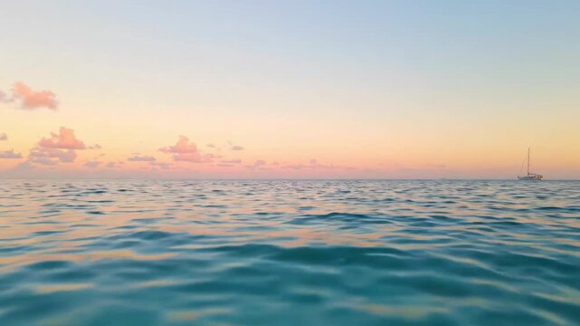 Calm ocean horizon with soft gradient sky and minimal background