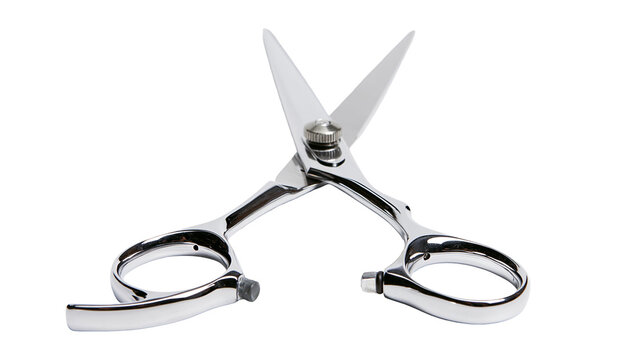 Professional silver metal hair cutting scissors with finger loops