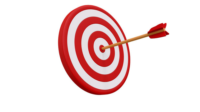 Red and white target with arrow hitting bullseye