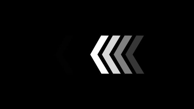 Monochromatic chevron arrow sequence pointing left on a deep black background