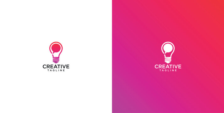 Creative light bulb logo with speech bubble for business communication and innovation branding