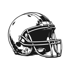 Fototapeta premium Simple hand drawn american football helmet sketch, engraved sports equipment illustration.