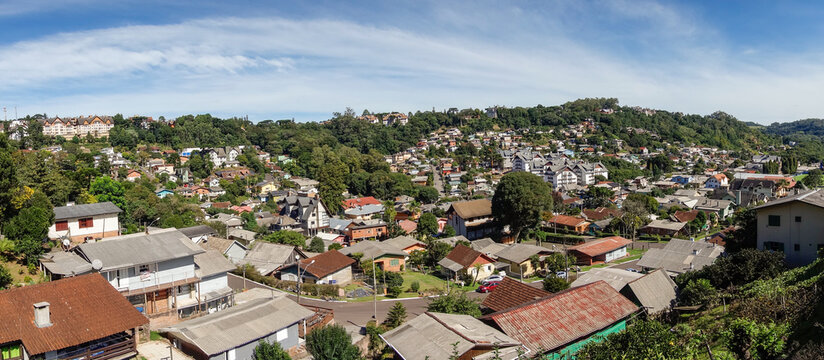 Panoramic view of residences in the city of Gramado, RS, Brazil. Cityscape