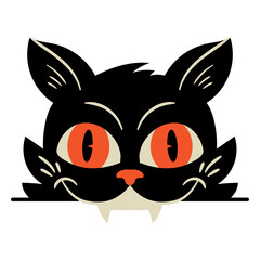 Vampire black cat with orange eyes © Vexels