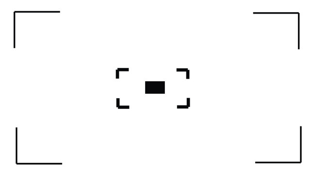 Abstract camera viewfinder vector icon with corner brackets and central focus rectangle symbolizing photography and visual framing