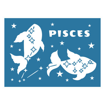 Astrological pisces fish design with stars