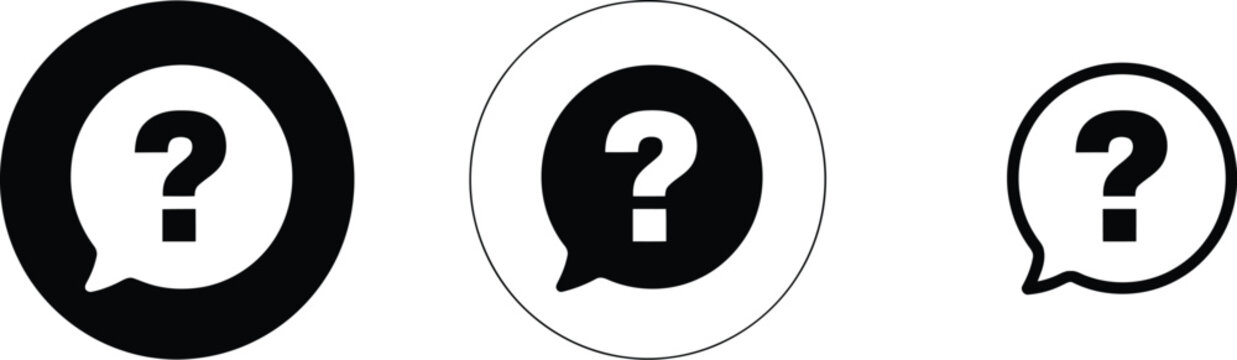 Question icon logo, question mark symbol inquiry and uncertainty sign for information help and FAQ interface design.