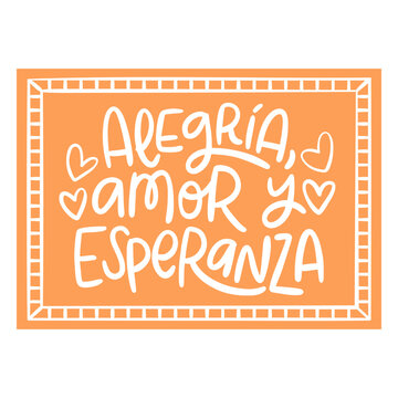 Alegria, amor y esperanza orange design