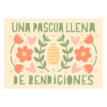 Colorful easter blessings design with floral elements