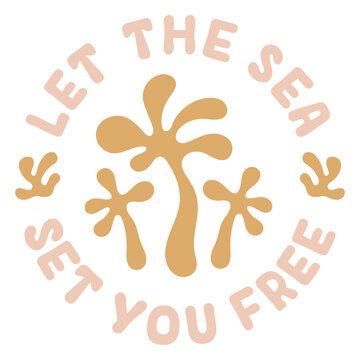 Playful beach quote design with tropical elements