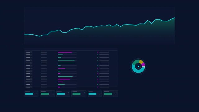Financial Data Analysis Motion with Dynamic Charts and Graphs for Business Insights.