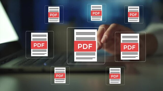 PDF documents representing file sharing, cloud storage, digital workflow, data organization and modern technology use. 