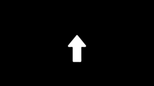Minimalist white arrow pulsing on black background, for ui ux, and motion interface