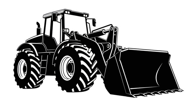 Heavy duty front loader tractor silhouette