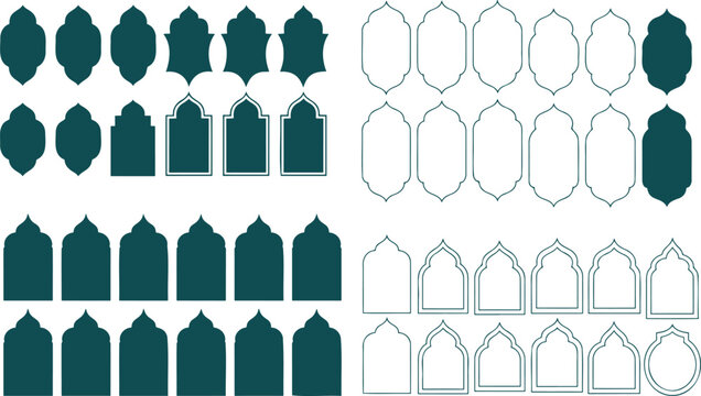 Collection of Traditional Islamic Arch Shapes and Decorative Mosque Window Frames